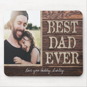 Rustic Best Dad Ever Birthday Photo Mouse Mat