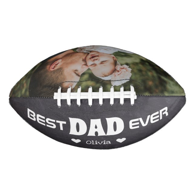 Rustic Best Dad Ever Custom Photo Chalkboard American Football (Front)