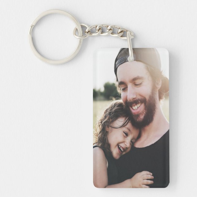Rustic Best Dad Ever Custom Photo Key Ring (Front)