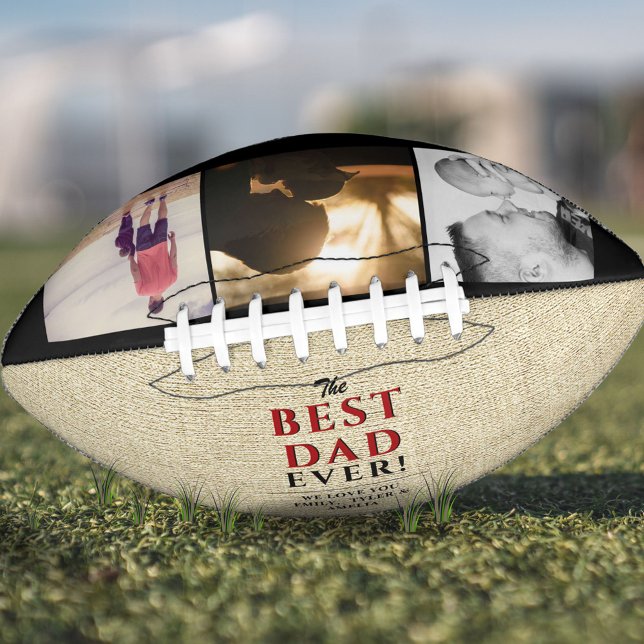 Rustic Best Dad Ever Father`s Day 3 Photo Collage American Football (Creator Uploaded)