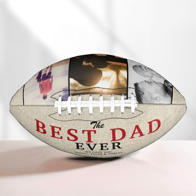 Rustic Best Dad Ever Father`s Day 3 Photo Collage American Football (Creator Uploaded)