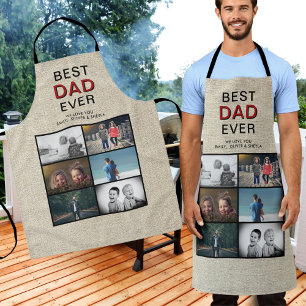 Rustic Best Dad Ever Father`s Day 6 Photo Collage  Apron