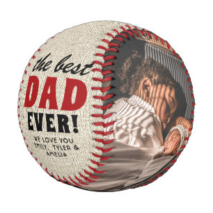 Rustic Best Dad Ever Father`s Day Photo Collage Baseball
