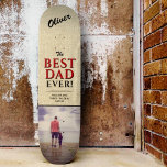 Rustic Best Dad Ever Typography Photo Skateboard<br><div class="desc">Rustic Best Dad Ever Typography Photo skateboard with names. Trendy red and black typography is on a beige rustic background. Add your favourite photo and your names in the sweet message. This modern custom and personalised skateboard is a perfect gift for a dad or a new dad on Father`s Day,...</div>
