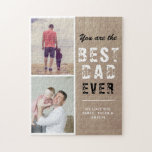 Rustic Best dad Family 2 Photo  Jigsaw Puzzle<br><div class="desc">Rustic Best dad Family 2 Photo Puzzle. Collage of 2 photos,  father`s name with a sweet message in a trendy script and names of children. Add your two favourite family photos. Sweet personalised keepsake and a gift for birthday,  Father`s Day or Christmas for a dad,  new dad or grandfather.</div>