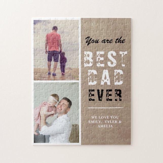 Rustic Best dad Family 2 Photo  Jigsaw Puzzle (Vertical)