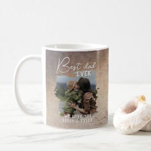 Rustic Best Dad Family Photo Father`s Day  Coffee Mug