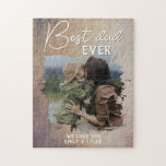 Rustic Best Dad Family Photo Father`s Day  Jigsaw Puzzle<br><div class="desc">Rustic Best Dad Family Photo Father`s Day jigsaw puzzle. A photo in a brushstroke frame - add your photo. This personalised keepsake puzzle is a perfect gift for a dad for Father`s Day,  birthday or Christmas.</div>