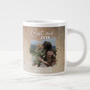 Rustic Best Dad Family Photo Father`s Day  Large Coffee Mug
