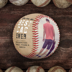 Rustic Best Dad Father`s Day 2 Photo Collage Baseball