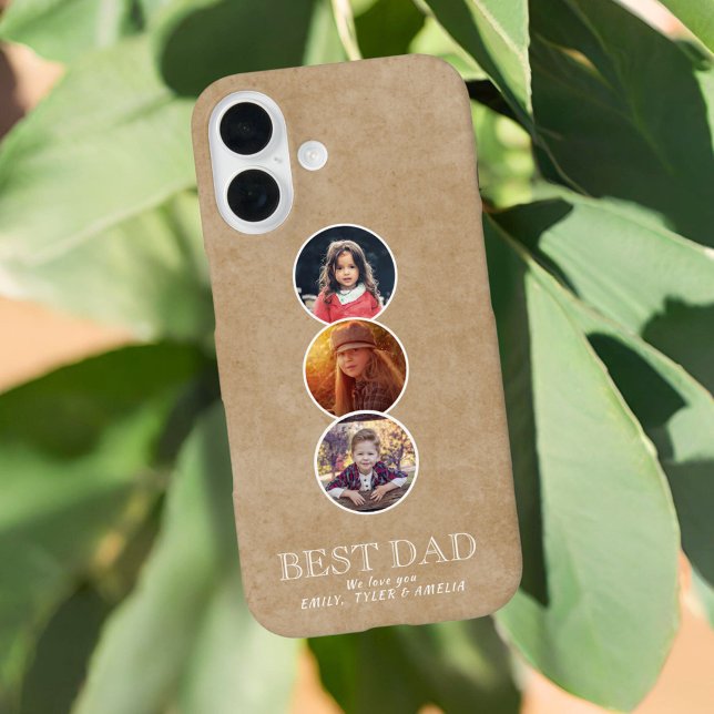 Rustic Best Dad Father`s Day 3 Oval Photo Collage Case-Mate iPhone Case (Creator Uploaded)