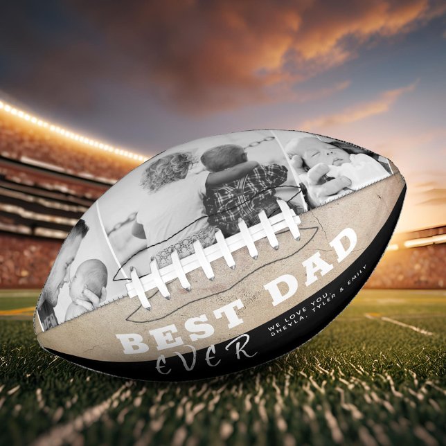 Rustic Best Dad Father`s Day 3 Photo Collage American Football (Creator Uploaded)