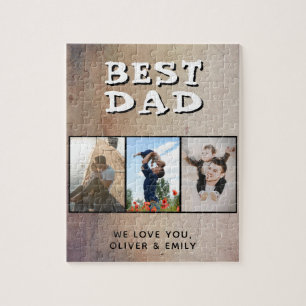 Rustic Best Dad Father's Day 3 Photo  Jigsaw Puzzle