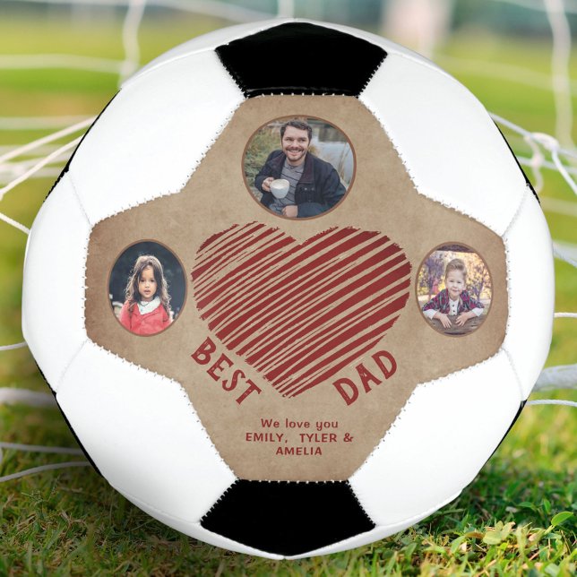 Rustic Best Dad Heart Father`s Day 3 Photos  Football (Creator Uploaded)