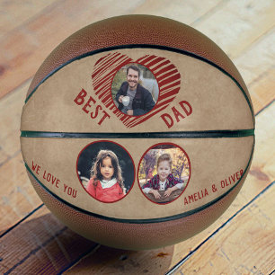 Rustic Best Dad Red Heart Father`s Day 3 Photos Basketball