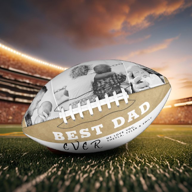Rustic Best Dad Typography Father`s Day 3 Photo American Football (Creator Uploaded)