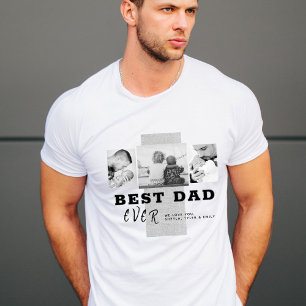 Rustic Best Dad Typography Father`s Day 3 Photo T-Shirt