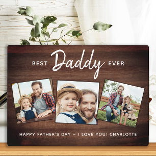 Rustic Best DADDY Ever Custom 3 Photo Father's Day Plaque