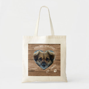 Rustic Best Dog Mum Ever Pet Photo & Paw Print Tote Bag