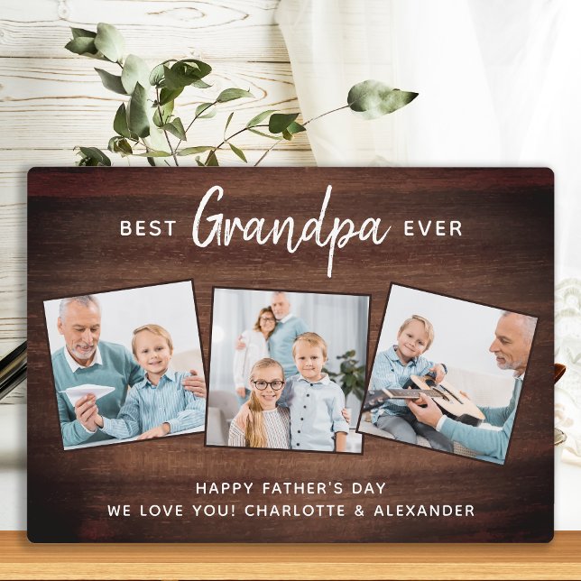 Rustic Best GRANDPA Ever Custom Photo Father's Day Plaque (Creator Uploaded)