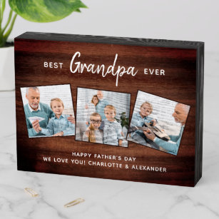 Rustic Best GRANDPA Ever Custom Photo Father's Day Wooden Box Sign