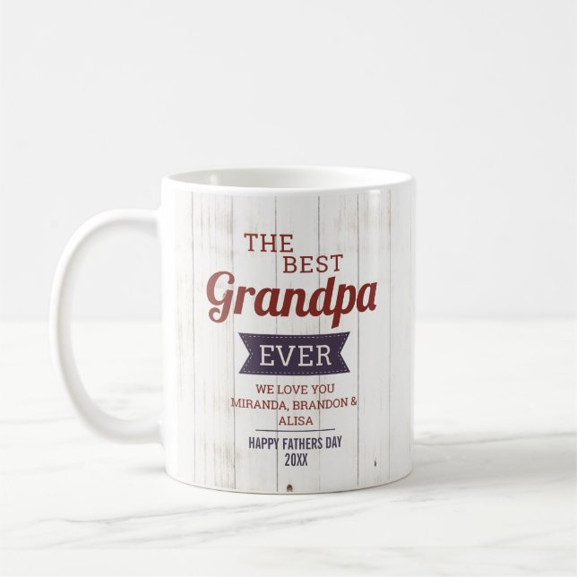 Rustic Best Grandpa Ever Father`s Day Photo Coffee Mug (Left)