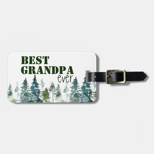 Rustic Best Grandpa Ever Luggage Tag (Front Horizontal)