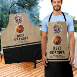 Rustic Best Grandpa Father`s Day 2 Photo Black Apron<br><div class="desc">Rustic Best Grandpa Father`s Day 2 Photo Collage Black Apron. 2 photos in oval frames - add 2 photos. Rustic beige background. You can change any text on the apron. This personalised apron is a perfect gift for a dad for Father`s Day,  birthday or Christmas.</div>