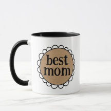 Rustic BEST MOM Scalloped Edge Flower