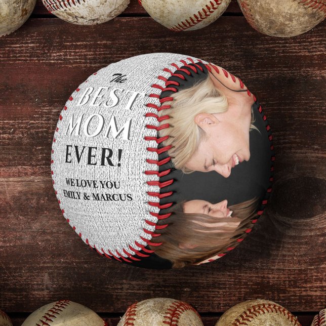 Rustic Best Mum Ever Mother`s Day Photo Collage Baseball (Creator Uploaded)