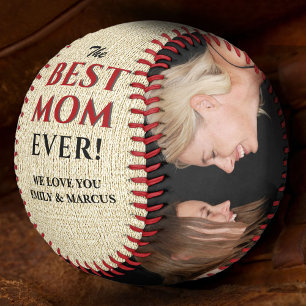 Rustic Best Mum Ever Mother`s Day Photo Collage Baseball
