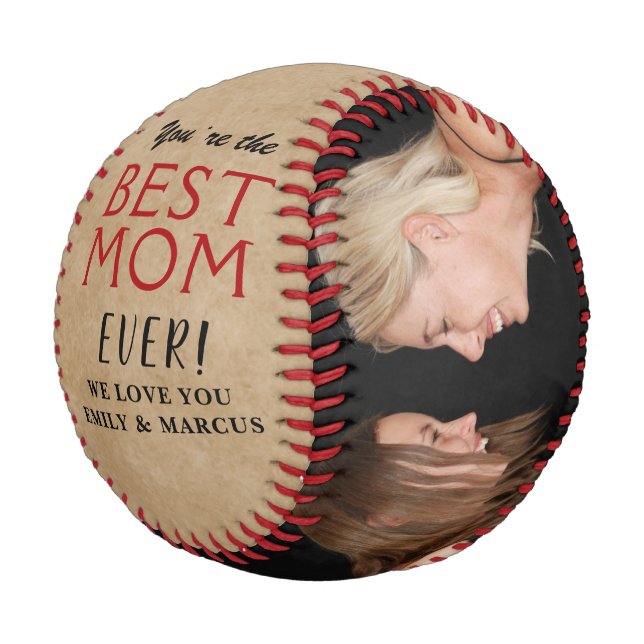 Rustic Best Mum Mother`s Day Photo Collage  Baseball (Angled)