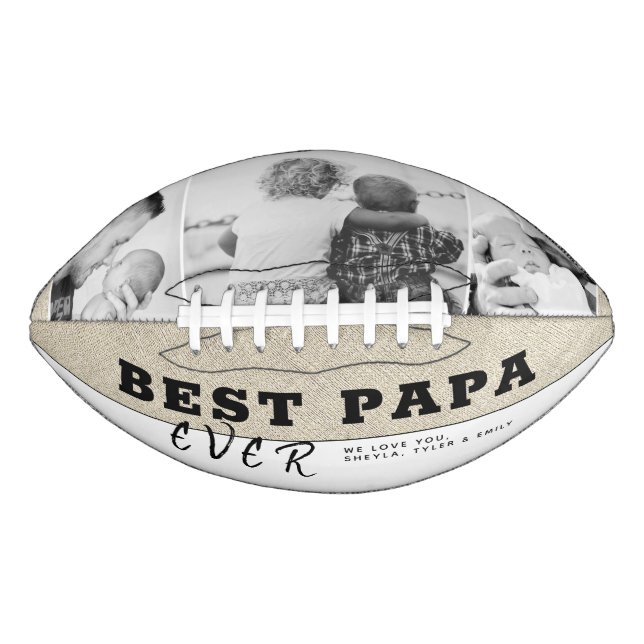 Rustic Best Papa Typography Father`s Day 3 Photo American Football (Front)