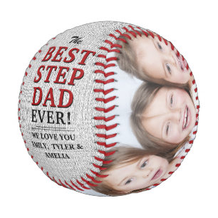 Rustic Best Step Dad Ever 2 Photo Father`s Day Bas Baseball