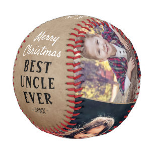 Rustic Best Uncle 3 Photo Merry Christmas  Baseball