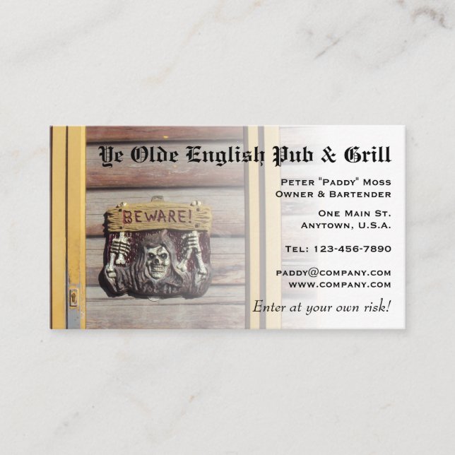 Rustic Beware Sign Business Card (Front)