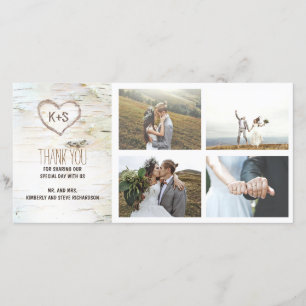 Rustic Birch Bark Heart Wedding Thank You