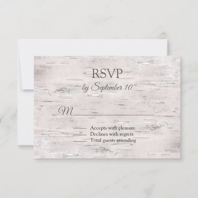 Rustic Birch Bark Wedding RSVP Card (Front)