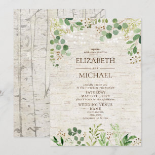 Rustic Birch Botanicals Forest Outdoor Wedding Invitation