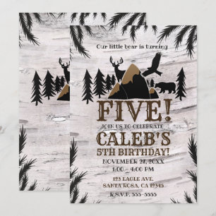 Rustic Birch Outdoor Wilderness Birthday Party Invitation