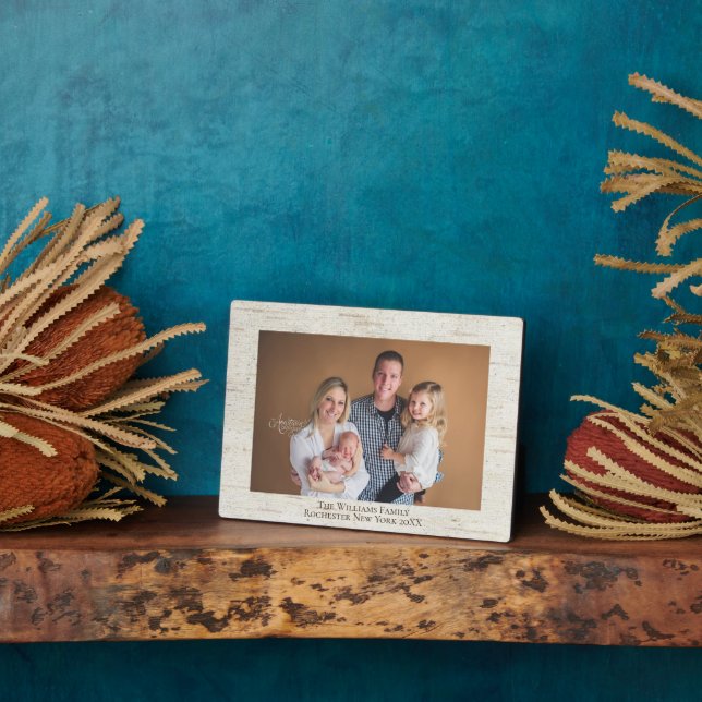 Rustic Birch Personalised Name Photo Plaque (Side)