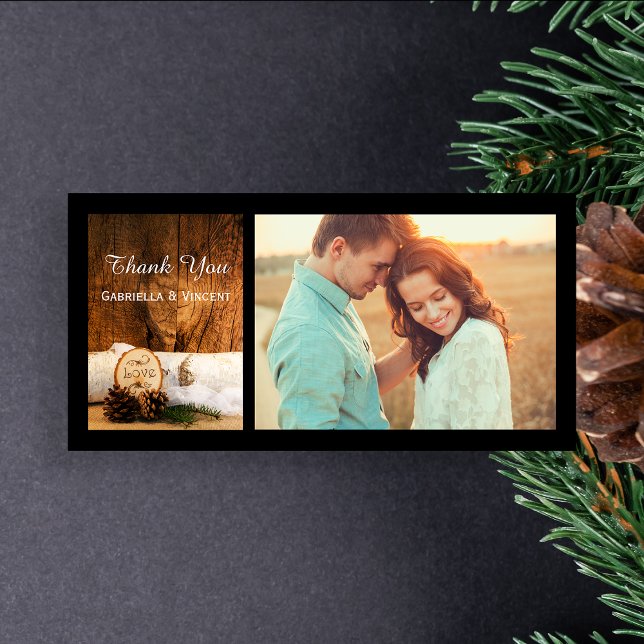 Rustic Birch Tree and Barn Wood Wedding Thank You (Creator Uploaded)