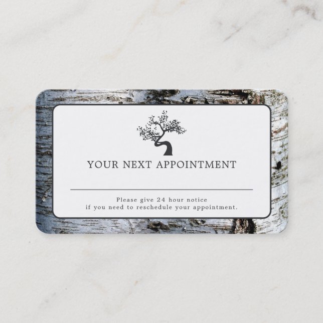 Rustic Birch Tree, Appointment Card (Front)