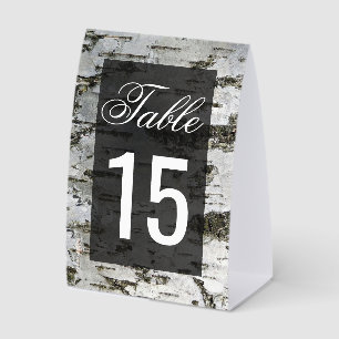 Rustic Birch Tree Bark Modern Wedding Table Number
