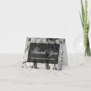 Rustic Birch Tree Bark Modern Wedding Thank You Card