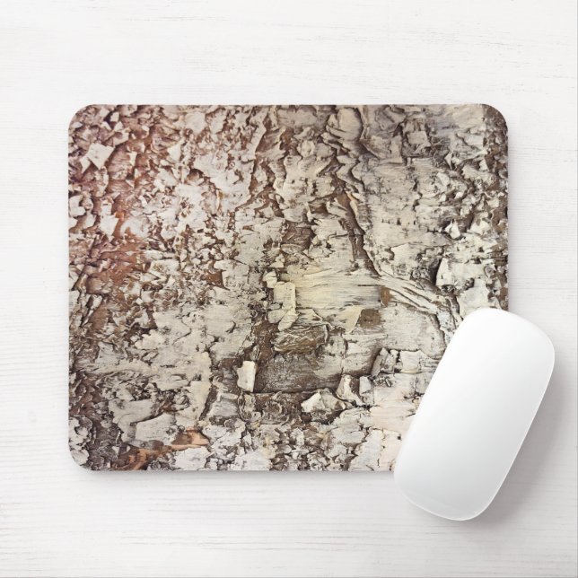Rustic Birch Tree Bark Mouse Mat (With Mouse)