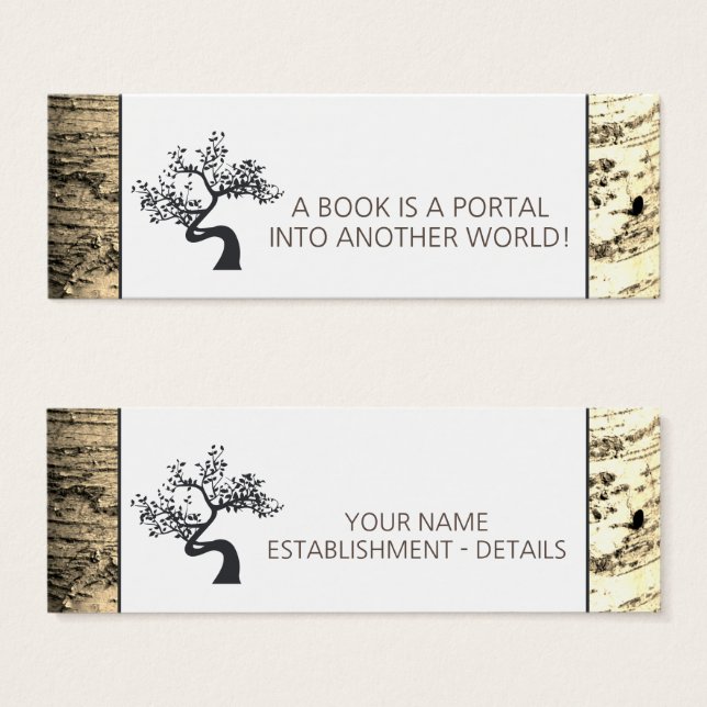 Rustic Birch Tree Bookmark (Front & Back)