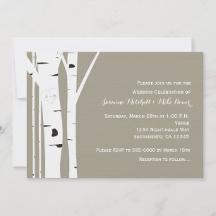 Rustic Birch Tree Carved Heart Wedding Invitation