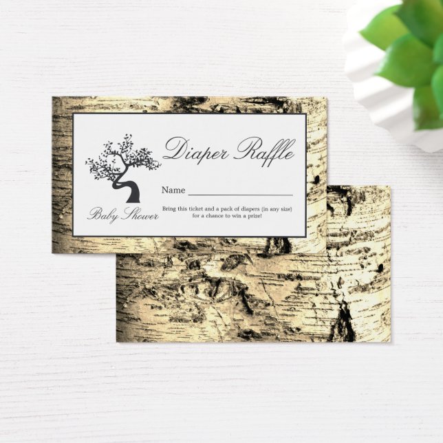Rustic Birch Tree, Diaper Raffle Ticket (Desk)