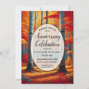 Rustic Birch Tree Fall Forest Anniversary Party Invitation